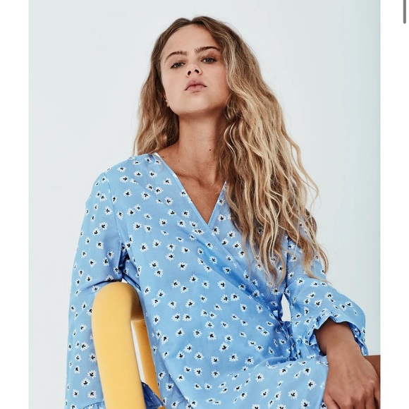 Ganni Light Blue Floral Dress - Picture 1 of 9